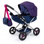 Pram Dolls -  Cosy Blue with Pink Hearts - Bayer